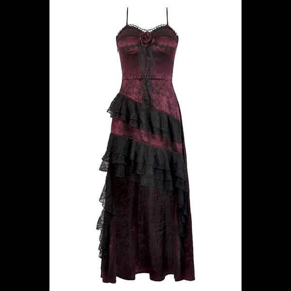 Dark In Love Gothic Red Rose ' Mawar' asymmetric hi-lo dress