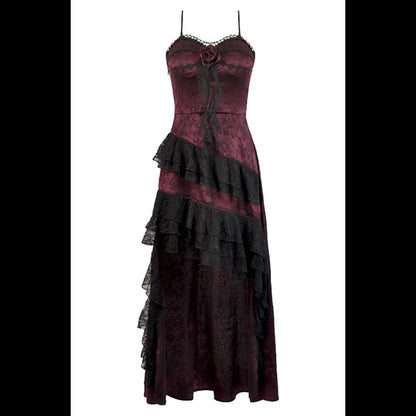 Dark In Love Gothic Red Rose ' Mawar' asymmetric hi-lo dress