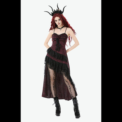 Dark In Love Gothic Red Rose ' Mawar' asymmetric hi-lo dress