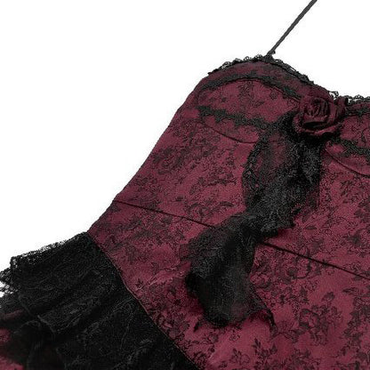 Dark In Love Gothic Red Rose ' Mawar' asymmetric hi-lo dress