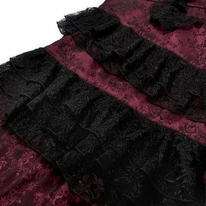 Dark In Love Gothic Red Rose ' Mawar' asymmetric hi-lo dress