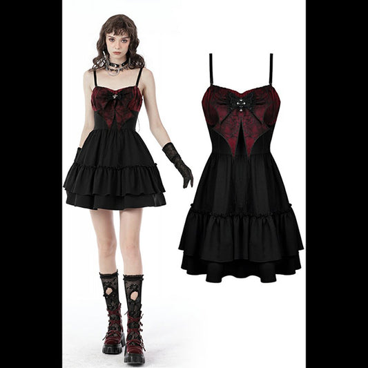 Dark In Love Spider Bow mini dress ' Scarlet Widow'