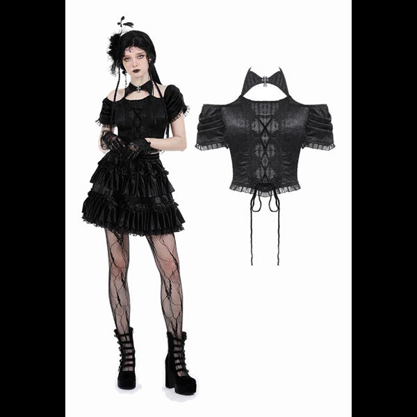 Dark in love Carla off-shoulder crop top