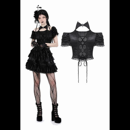 Dark in love Carla off-shoulder crop top