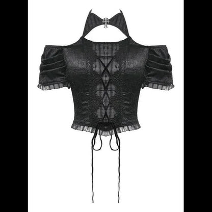 Dark in love Carla off-shoulder crop top