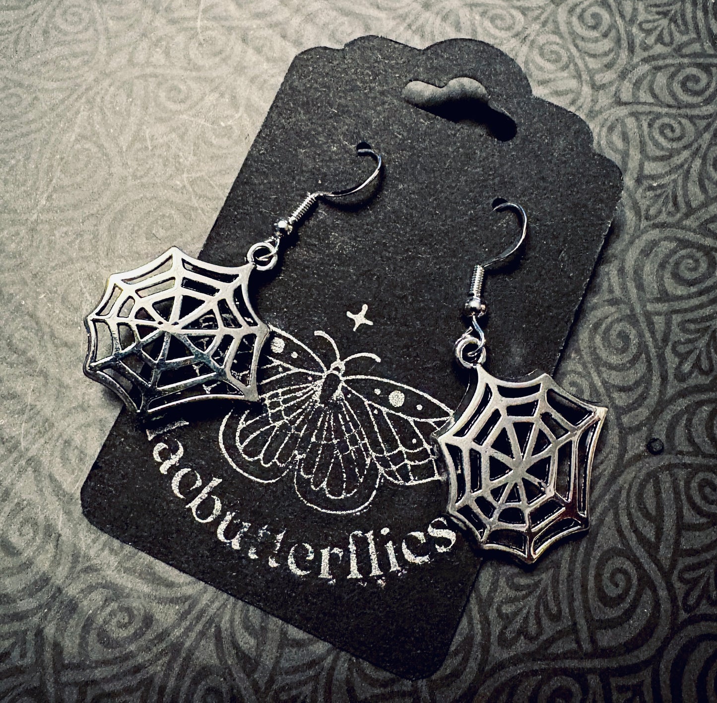 Blacbutterflies Spider Web Earrings
