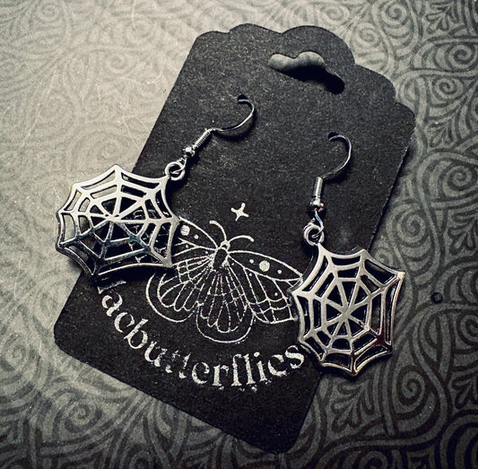 Blacbutterflies Spider Web Earrings