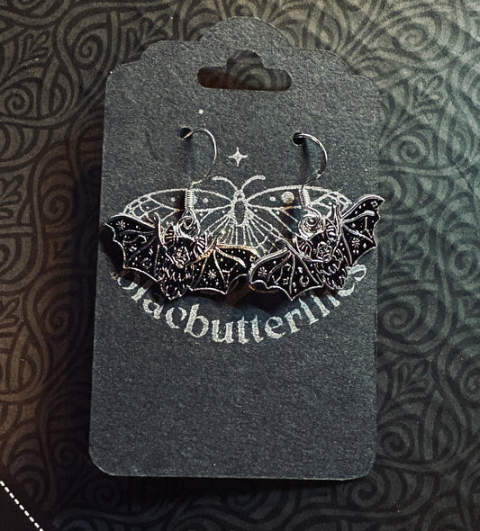blacbutterflies Patterned Bat earrings