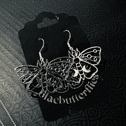 Blacbutterflies Filigree Moon Moths Earrings