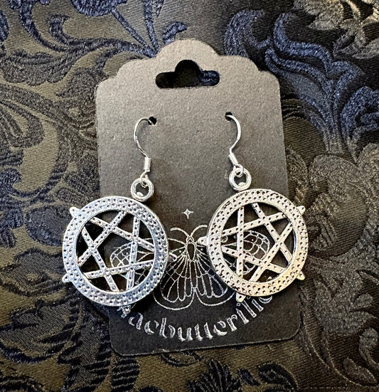blacbutterflies Large Pentagram earrings