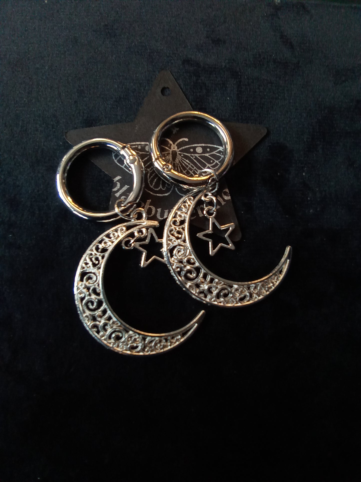 Blacbutterflies cutout moon and stars boot charm