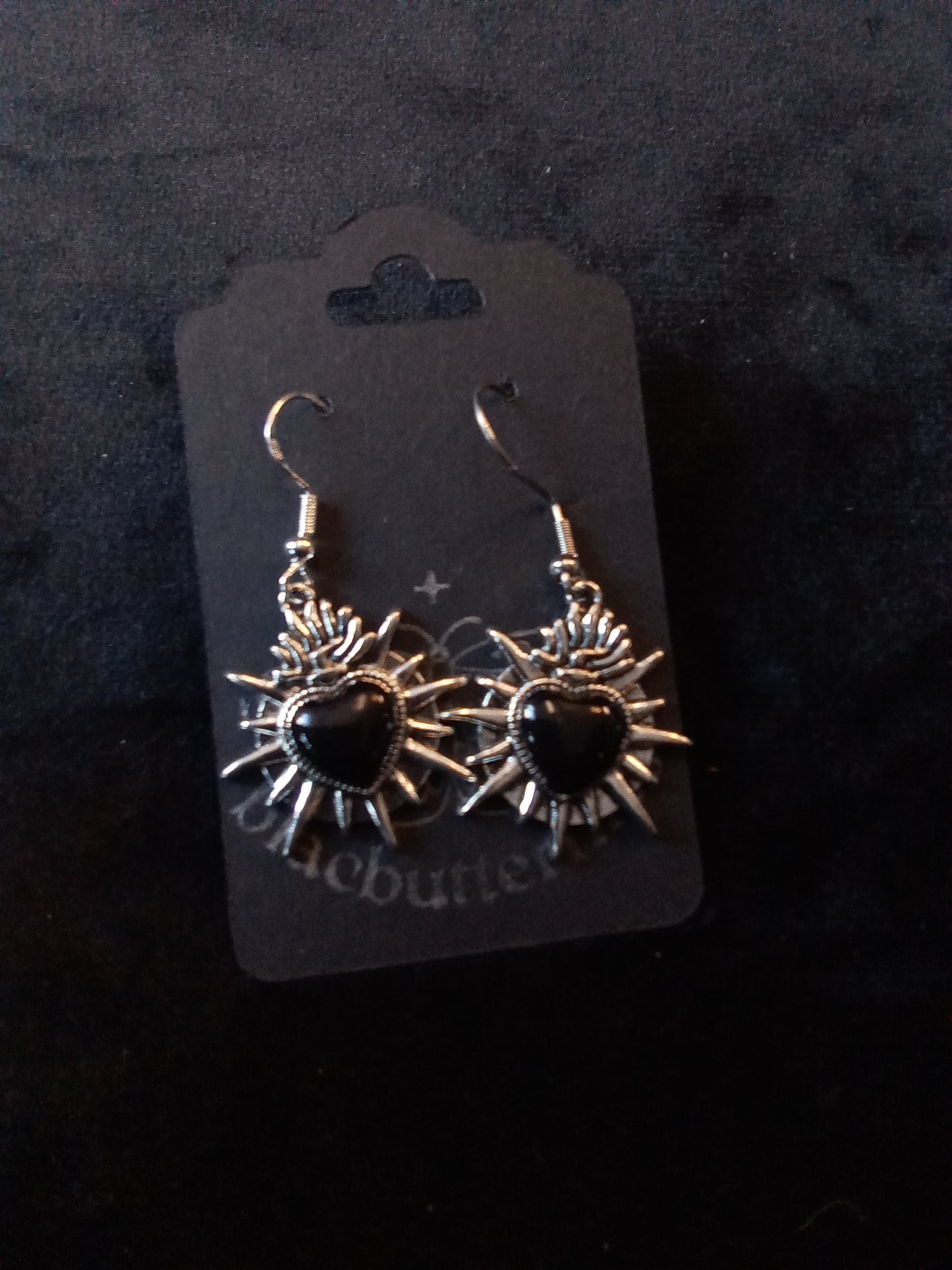 Blacbutterflies Flaming Sacred Heart Earrings