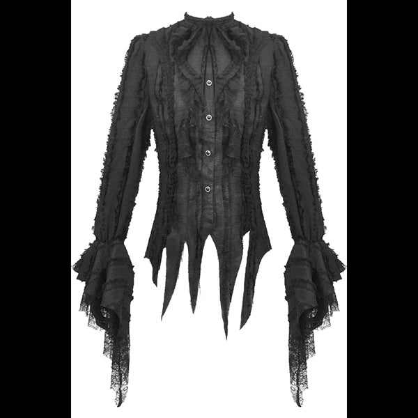 Dark In Love Tattered Silhouette shirt with burnt-edge lace 'Eris'