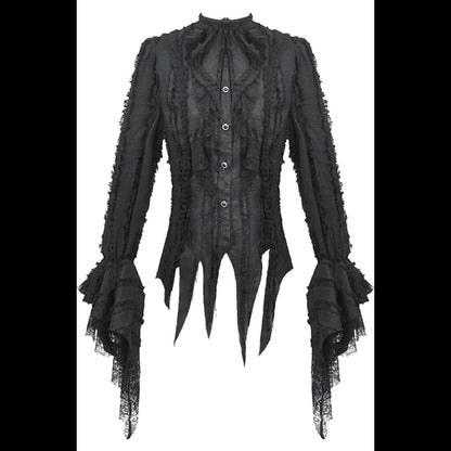 Dark In Love Tattered Silhouette shirt with burnt-edge lace 'Eris'