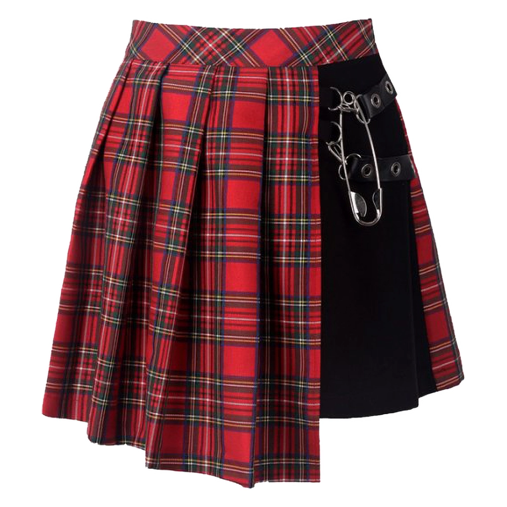 Dark In Love Punk Red Big Pin mini skirt