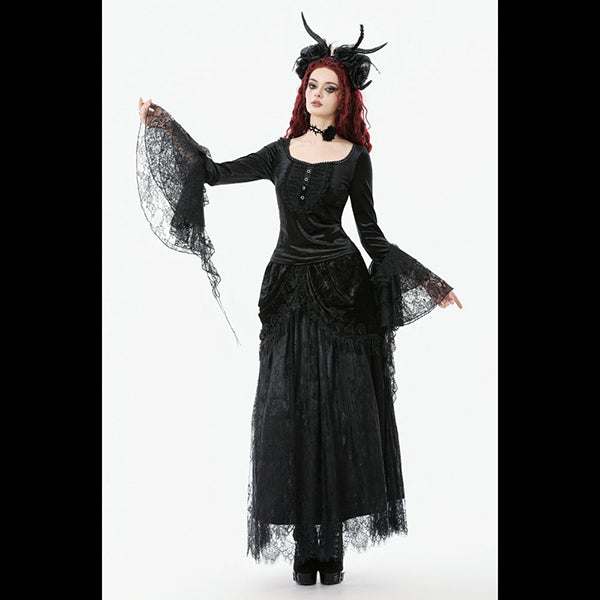 Dark In Love Gothic ' Saoirse' Court Tassel maxi skirt