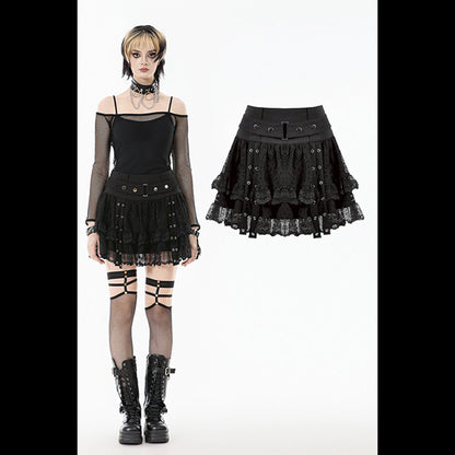 Dark In Love Punk Black Wide-Waistband mini skirt ' Rexxie'