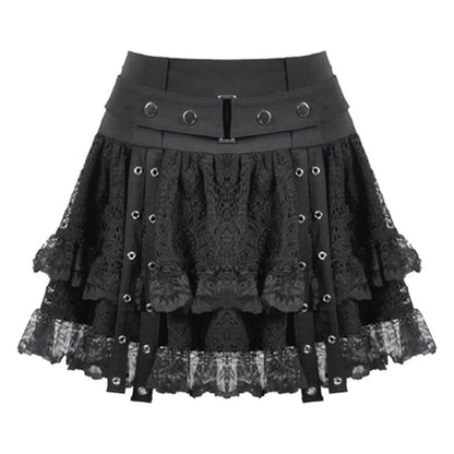 Dark In Love Punk Black Wide-Waistband mini skirt ' Rexxie'