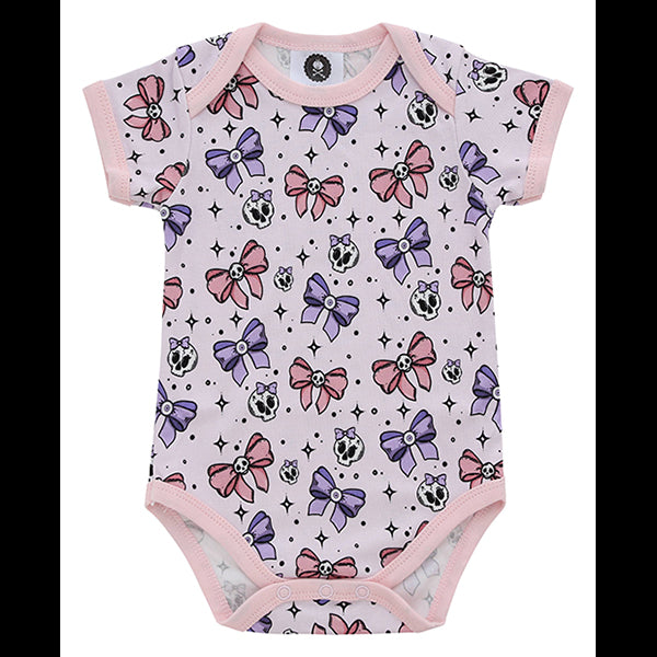 Metallimonsters Pastel Goth Skull Bows baby vest