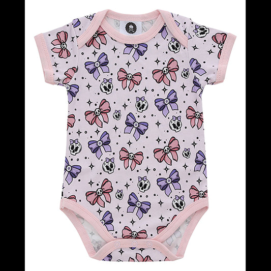 Metallimonsters Pastel Goth Skull Bows baby vest