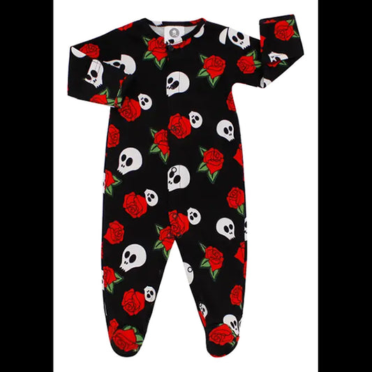 Metallimonsters Skull & Rose baby sleepsuit