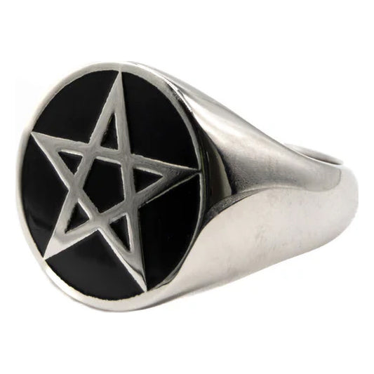 Mysticum Luna Pentagram signet ring