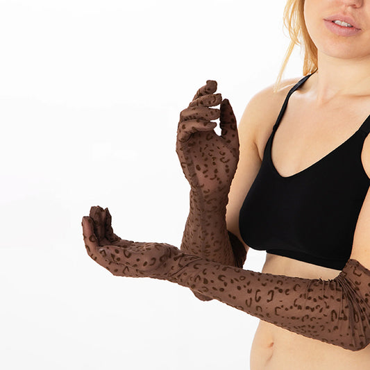 Pamela Mann Sheer Leopard gloves