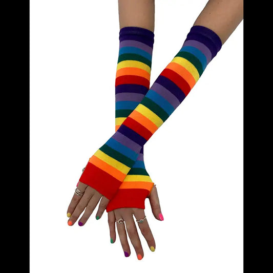 Pamela Mann Rainbow Stripe fingerless gloves