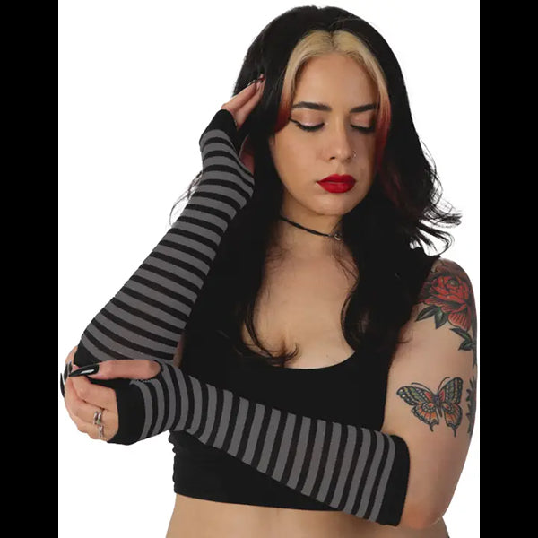 Pamela Mann Striped fingerless gloves