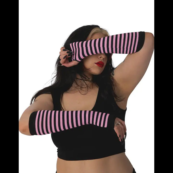Pamela Mann Striped fingerless gloves