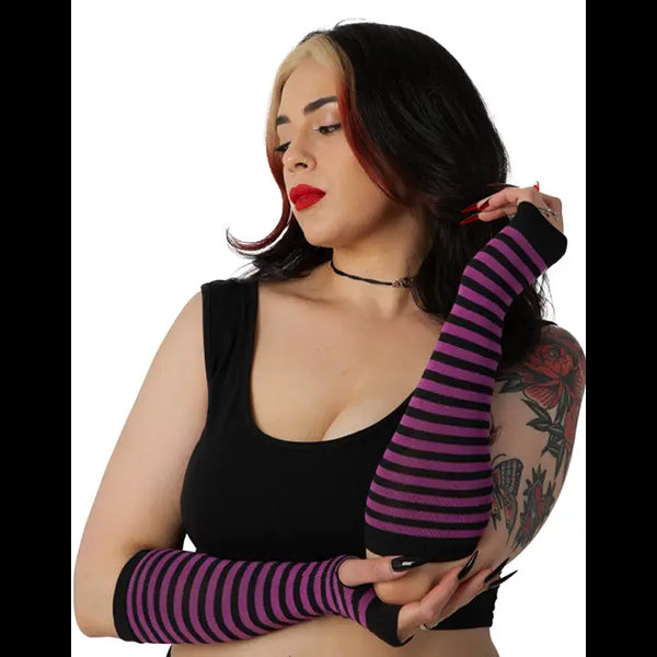 Pamela Mann Striped fingerless gloves