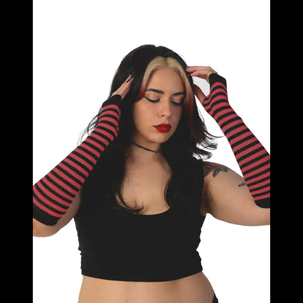 Pamela Mann Striped fingerless gloves
