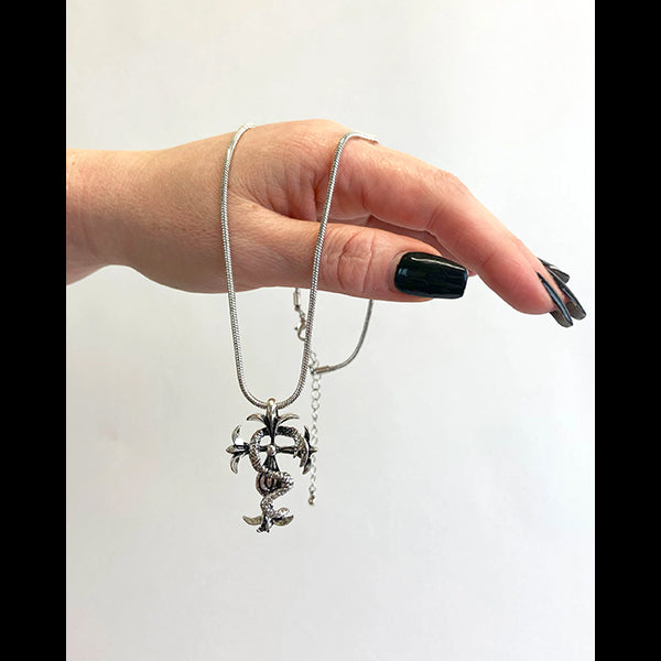 Pamela Mann Serpent Cross short pendant