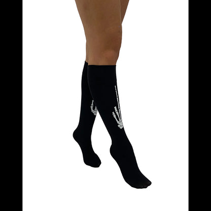Pamela Mann Skeleton Middle Finger knee-high socks