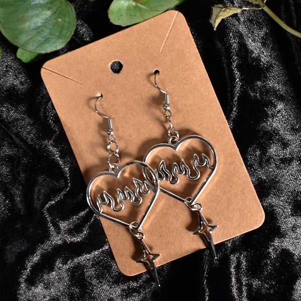 Naughty Pawsies Fire Heart earrings