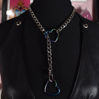 Naughty Pawsies Rainbow Heart 19½" pull choker