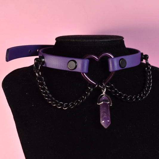 Naughty Pawsies Purple Heart choker