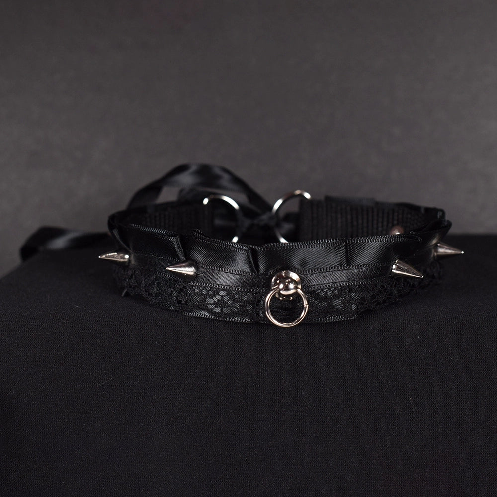 Naughty Pawsies Spiky Black Kitten 12½" choker
