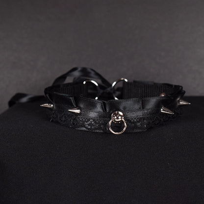 Naughty Pawsies Spiky Black Kitten 12½" choker