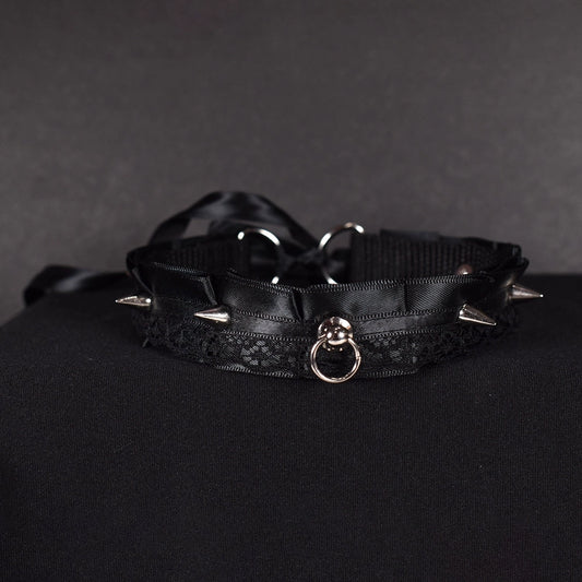 Naughty Pawsies Spiky Black Kitten 12½" choker