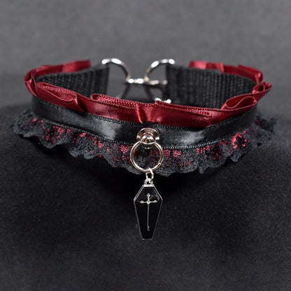 Naughty Pawsies Black Coffin 12½" choker