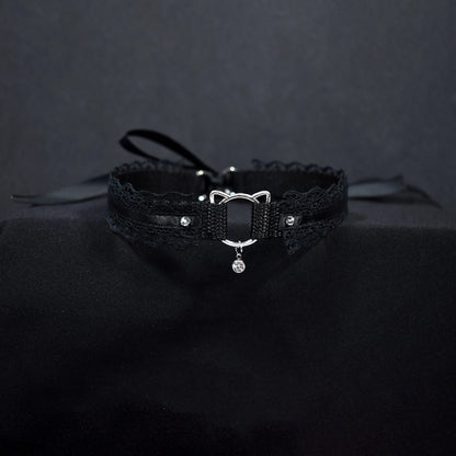 Naughty Pawsies Black Kitty 12½" choker