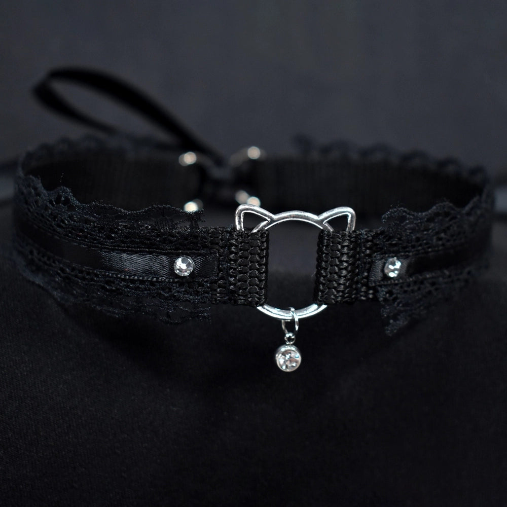 Naughty Pawsies Black Kitty 12½" choker