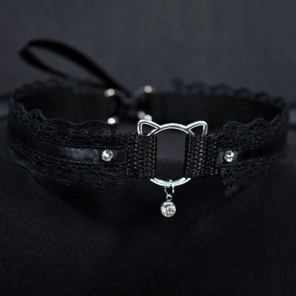 Naughty Pawsies Black Kitty 12½" choker