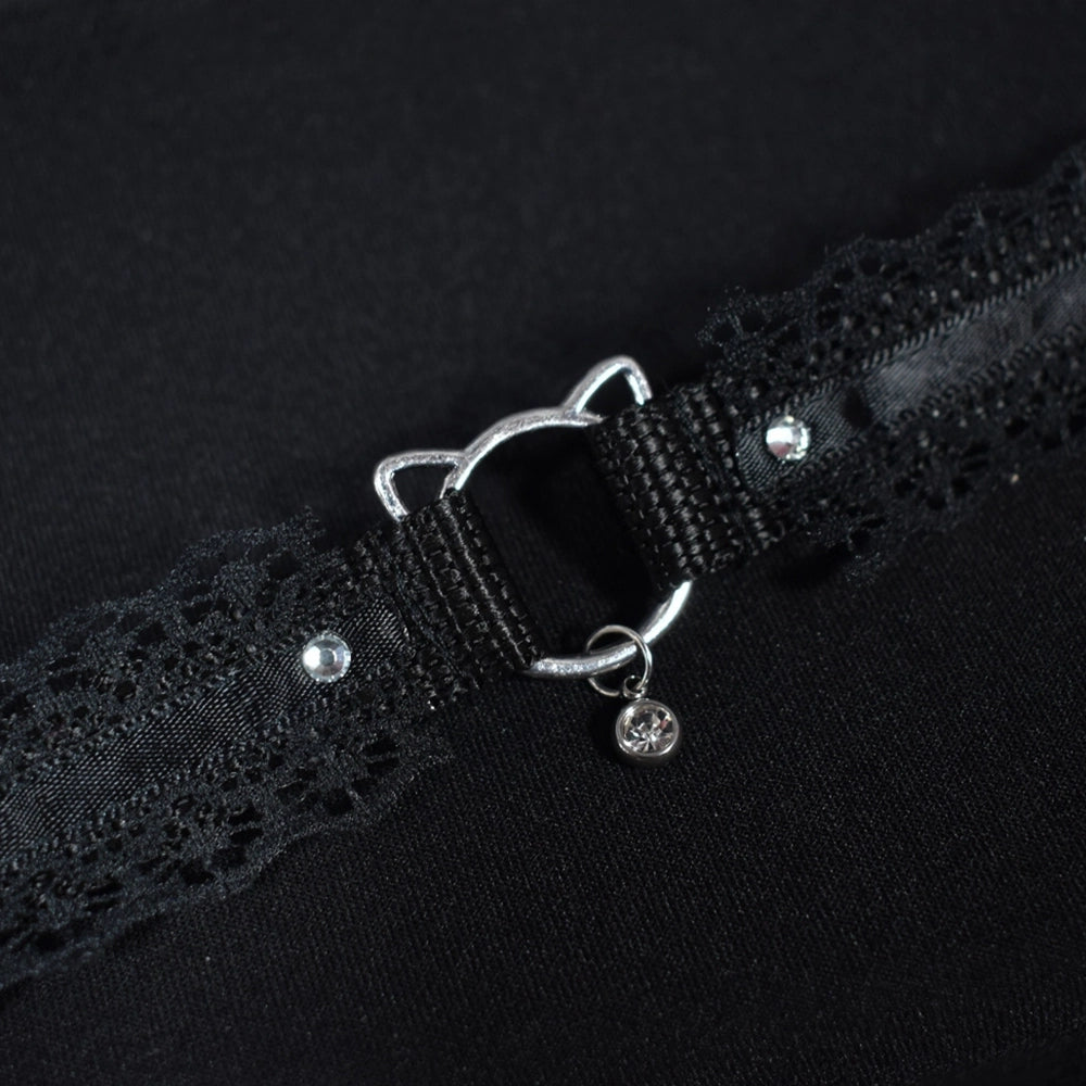 Naughty Pawsies Black Kitty 12½" choker