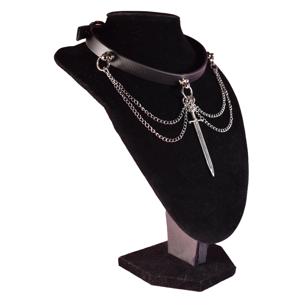 Naughty Pawsies Black Wolf Sword With Chains choker