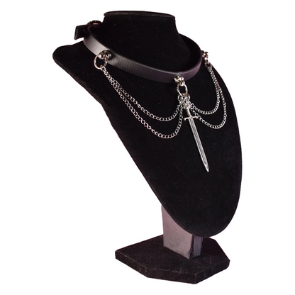 Naughty Pawsies Black Wolf Sword With Chains choker