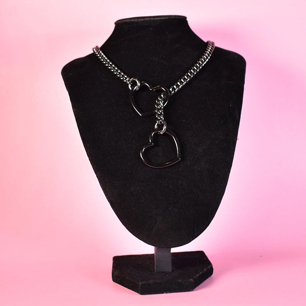 Naughty Pawsies Gunmetal & Black Heart slip chain