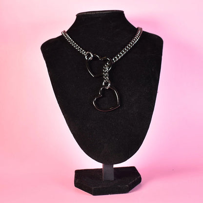 Naughty Pawsies Gunmetal & Black Heart slip chain