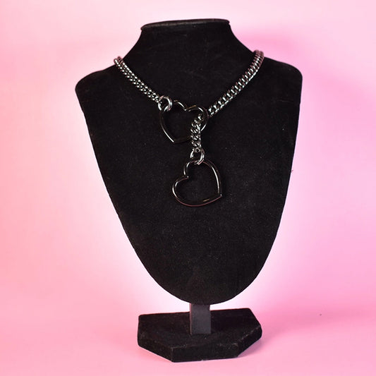 Naughty Pawsies Gunmetal & Black Heart slip chain